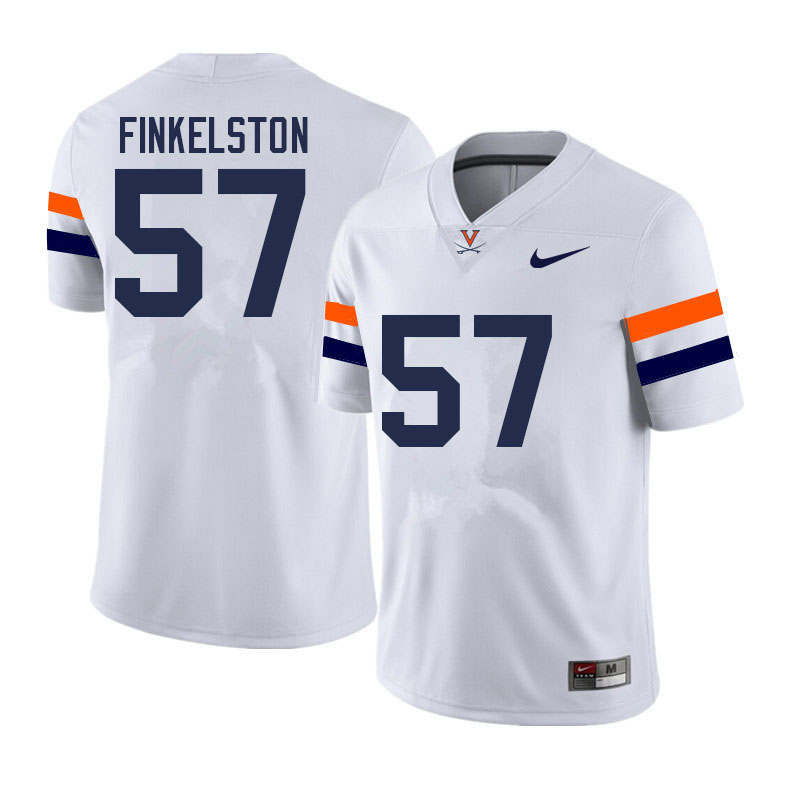 Men #57 Tucker Finkelston Virginia Cavaliers College Football Jerseys Sale-White - Click Image to Close